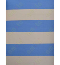 Blue beige horizontal wide stripes home décor wallpaper